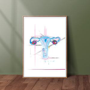 Uterus Anatomy Art Print, Abstract Anatomy Artwork OBGYN Office