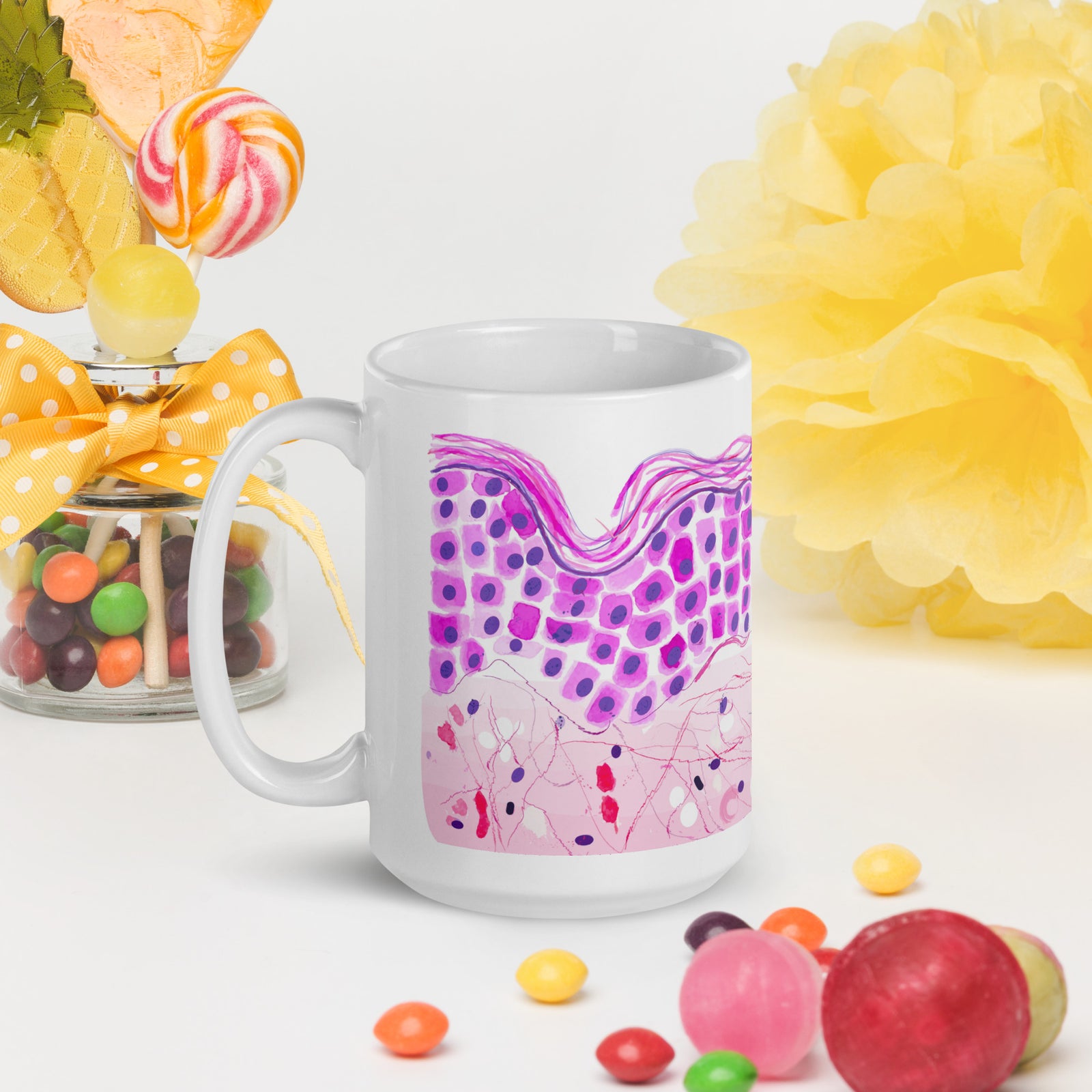 Dermatology Mug with Skin Histology Painting