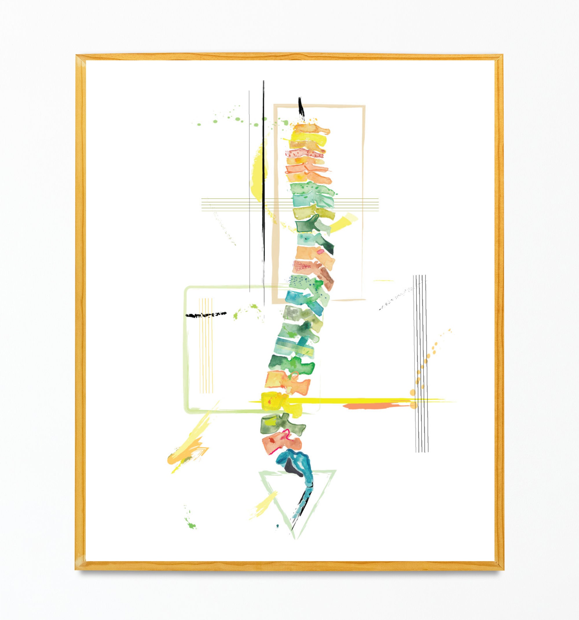 Physical Therapy Anatomy Art, Abstract Spine Anatomy Art