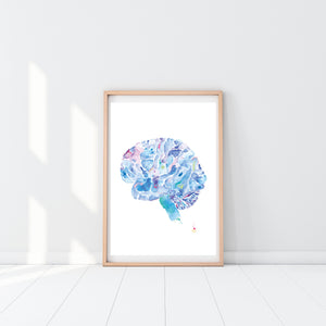 Human Brain Anatomy Art Print, Neurology Office Wall Art, Neurologist Gift