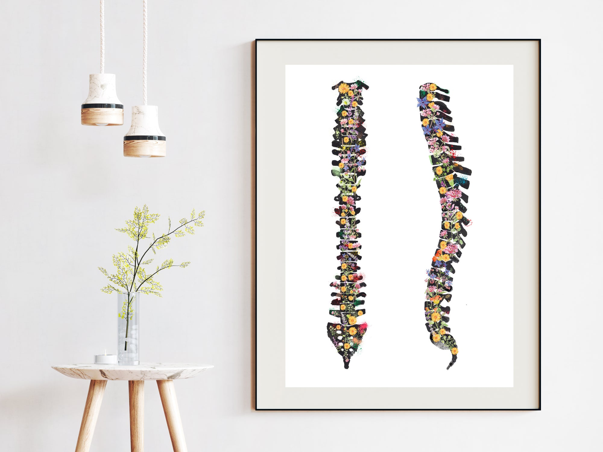 Spine Watercolor Flower Anatomy Illustration