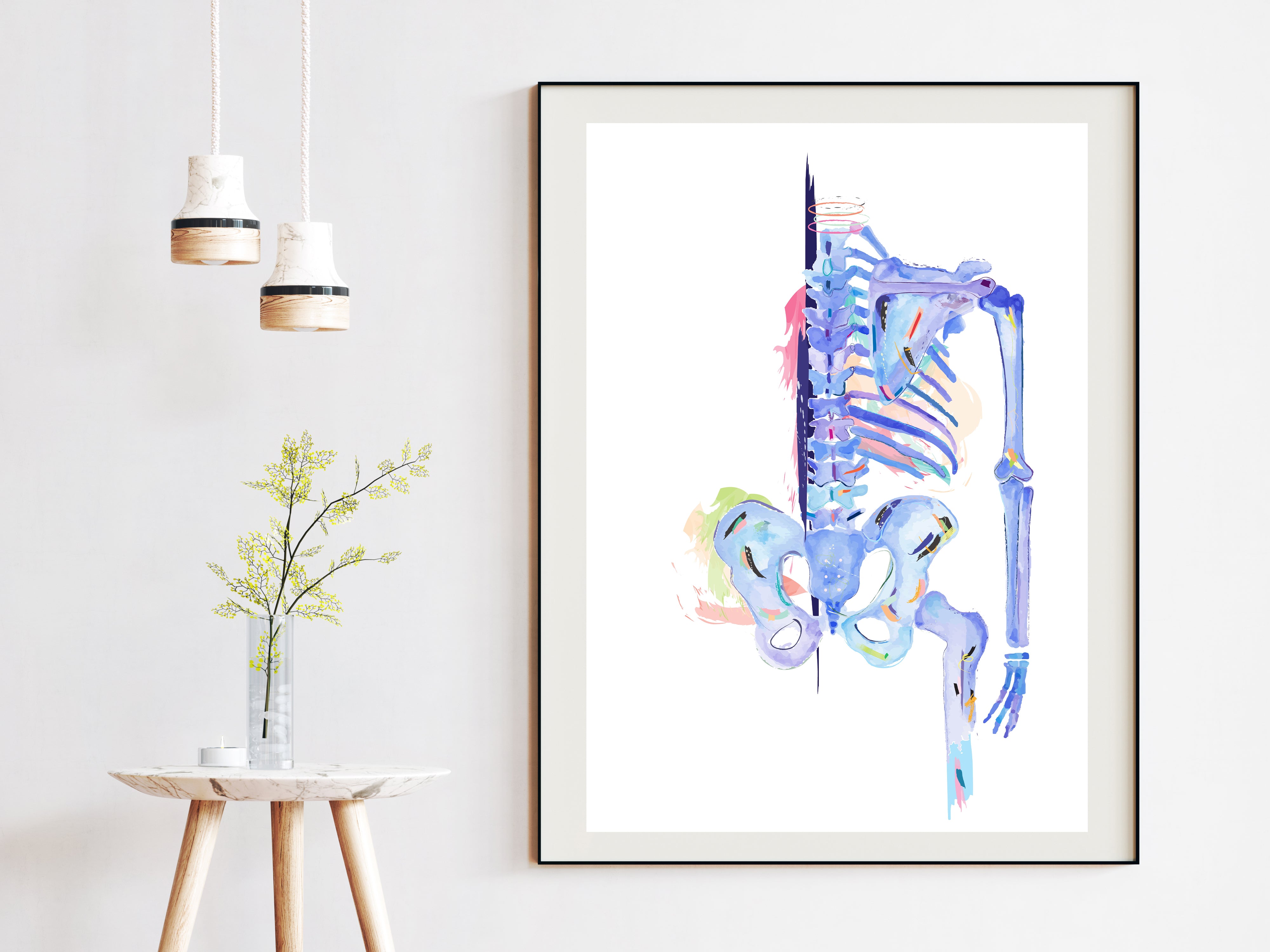 Human Skeleton Abstract Anatomy Art Print - medpapers