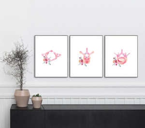 Vertebra Flower Anatomy Art Set of three Prints