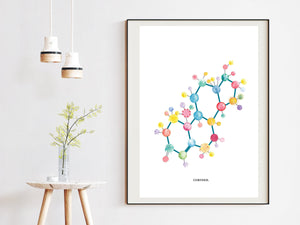 Cortisol Art, Molecule Art, Science Art, Chemistry Gift, Endocrinology Art, Endocrinologist Gift, Molecule Poster, Pharmacy Art, Pharmacist
