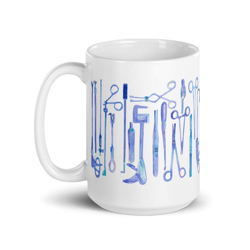 General Surgery Instruments Mug, Scrub Tech Mug, OR Nurse Gift, General Surgery Resident Gift, Surgeon Gift